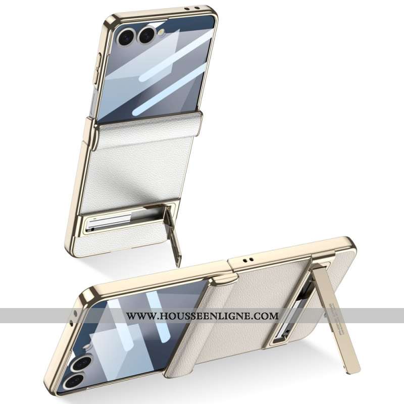 Coque Samsung Galaxy Z Flip 7 Simili Cuir et Support GKK