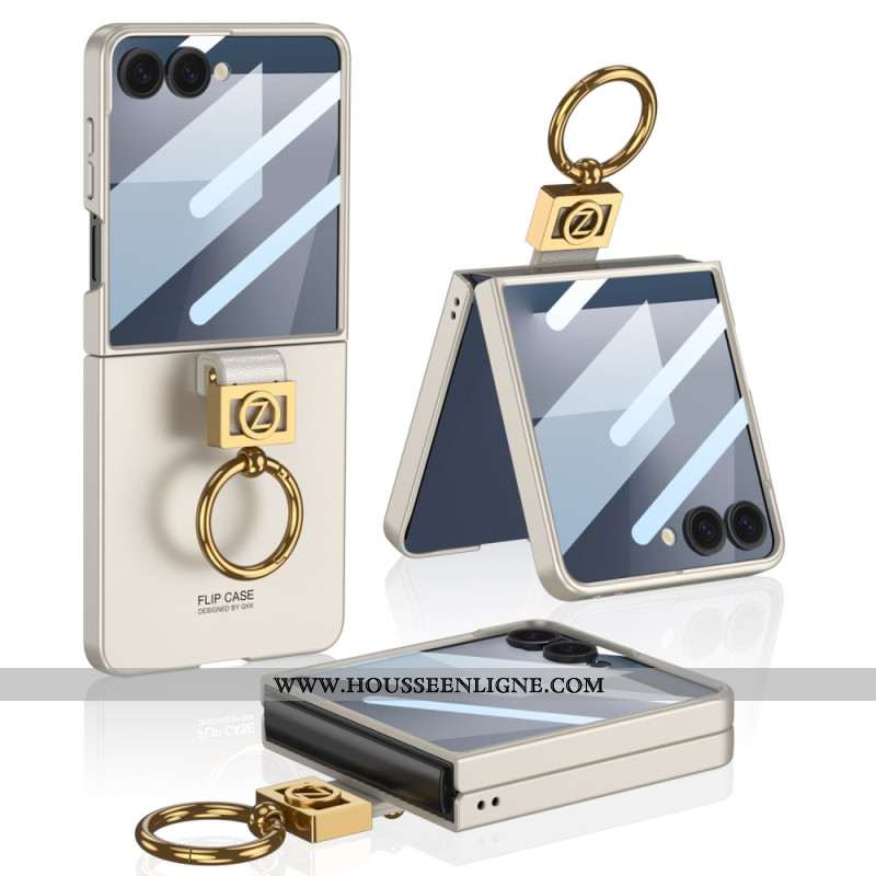 Coque Samsung Galaxy Z Flip 7 Support-Anneau et Film Protecteur d'Écran GKK