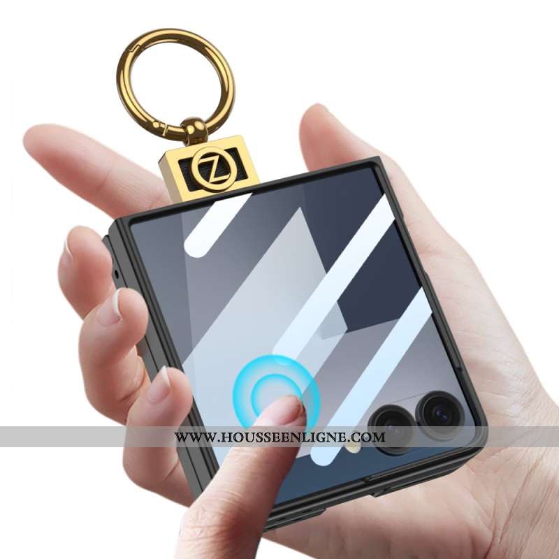 Coque Samsung Galaxy Z Flip 7 Support-Anneau et Film Protecteur d'Écran GKK