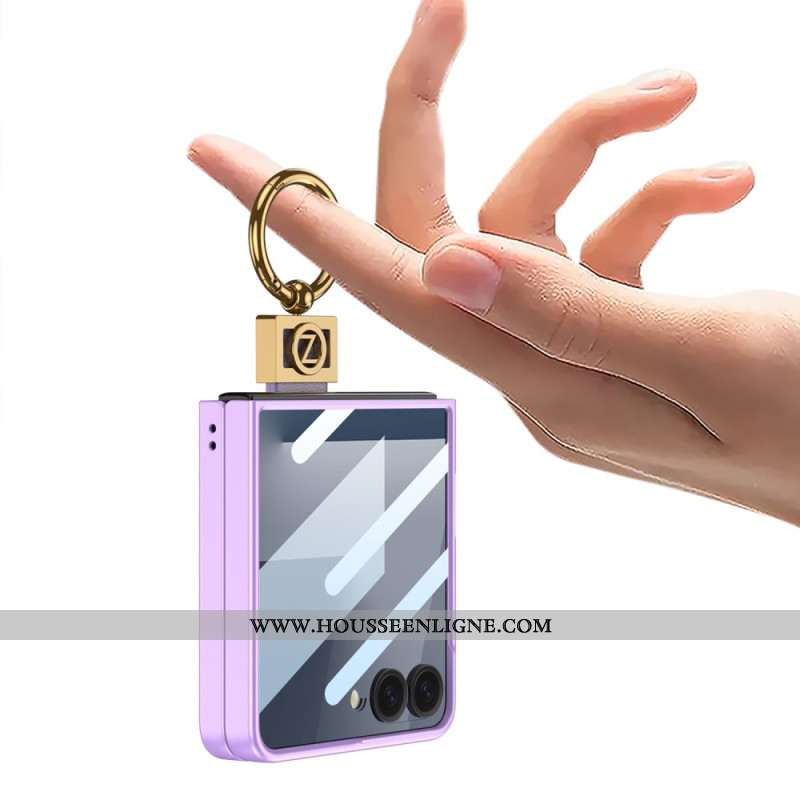 Coque Samsung Galaxy Z Flip 7 Support-Anneau et Film Protecteur d'Écran GKK
