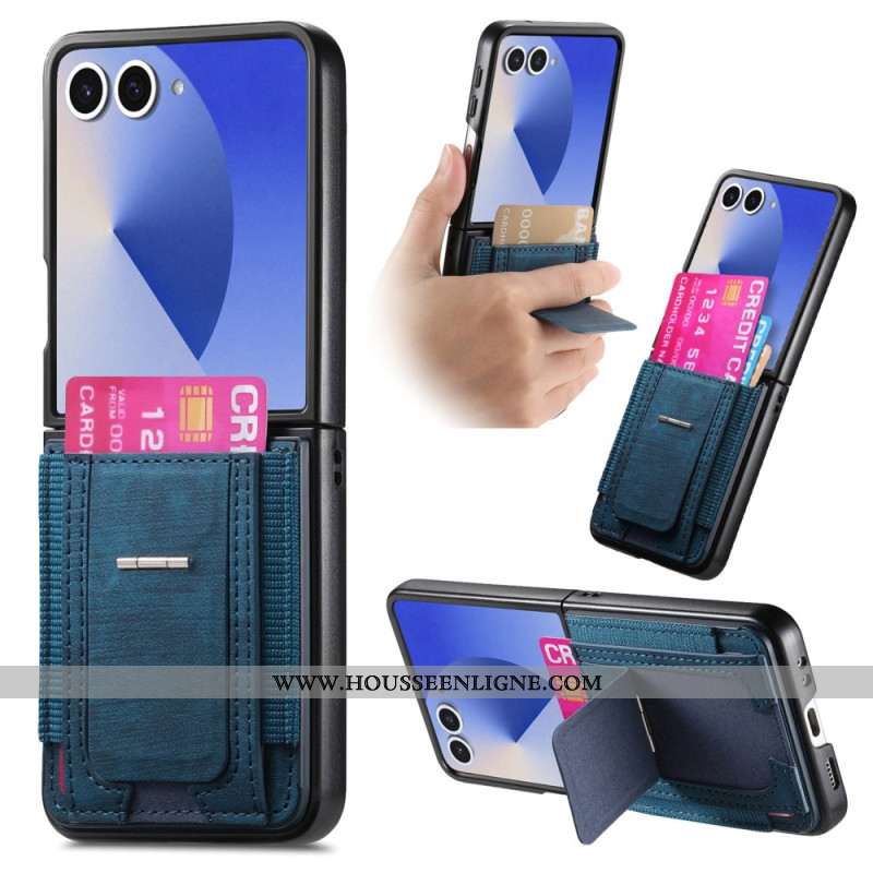 Coque Samsung Galaxy Z Flip 7 Support et Porte-cartes Rétro