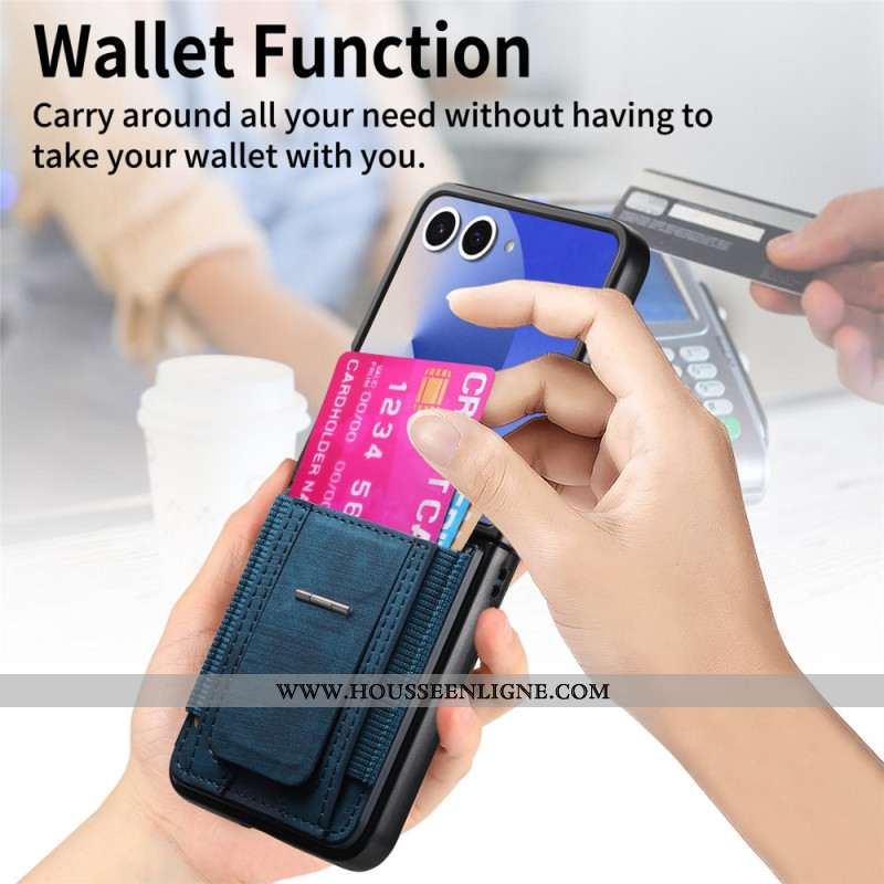 Coque Samsung Galaxy Z Flip 7 Support et Porte-cartes Rétro