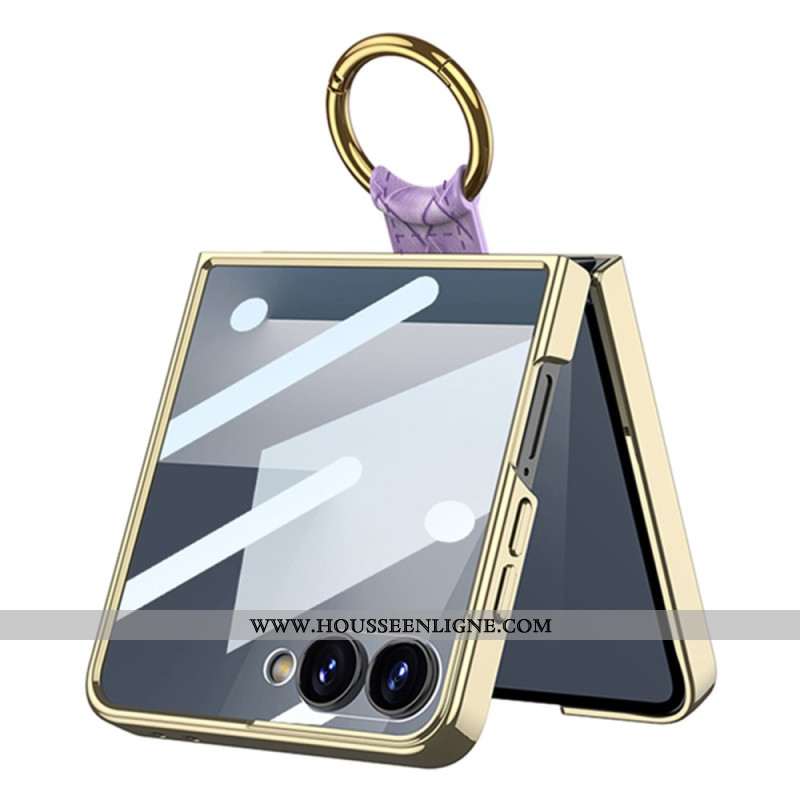 Coque Samsung Galaxy Z Flip 7 Texture Tissée avec Anneau-Support