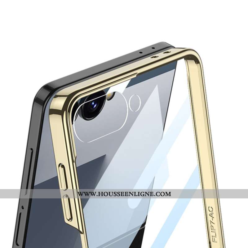 Coque Samsung Galaxy Z Flip 7 Texture Tissée avec Anneau-Support