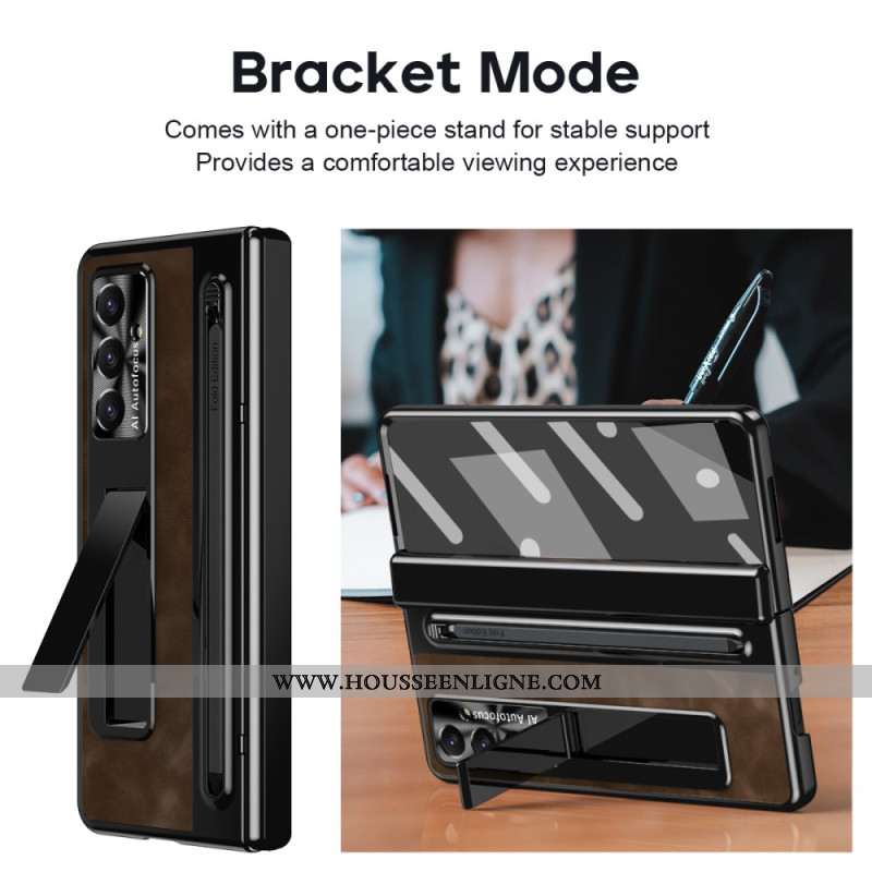 Coque Samsung Galaxy Z Fold 7 5G Effet Cuir Support et Porte-Stylet