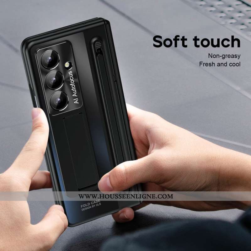 Coque Samsung Galaxy Z Fold 7 5G Effet Métal Support et Protection d'Écran