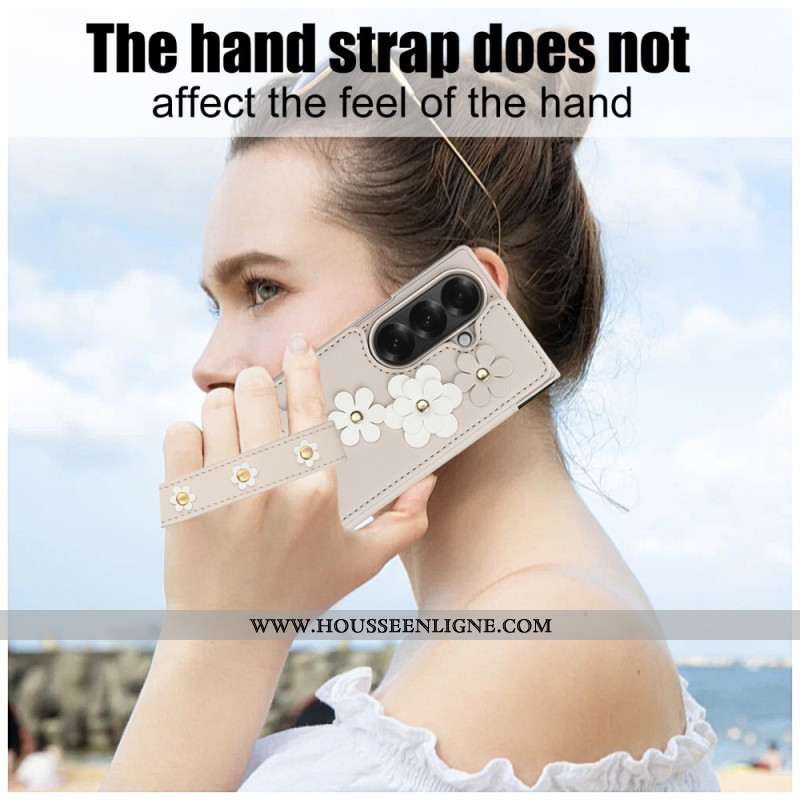 Coque Samsung Galaxy Z Fold 7 5G Florale 3D Porte-Cartes et Support