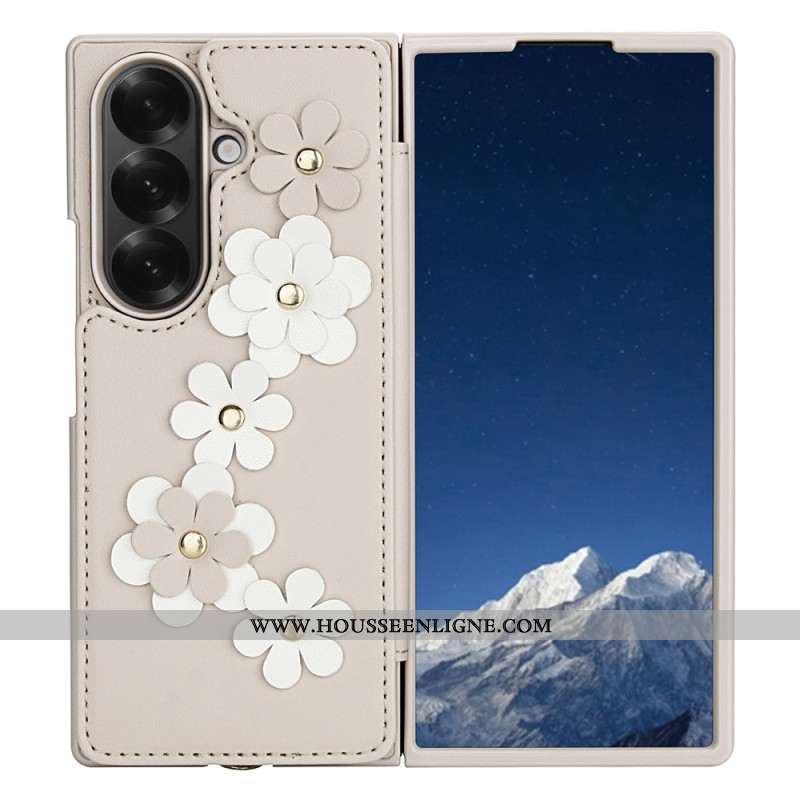 Coque Samsung Galaxy Z Fold 7 5G Florale 3D Porte-Cartes et Support