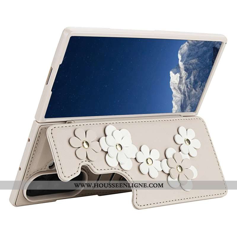 Coque Samsung Galaxy Z Fold 7 5G Florale 3D Porte-Cartes et Support
