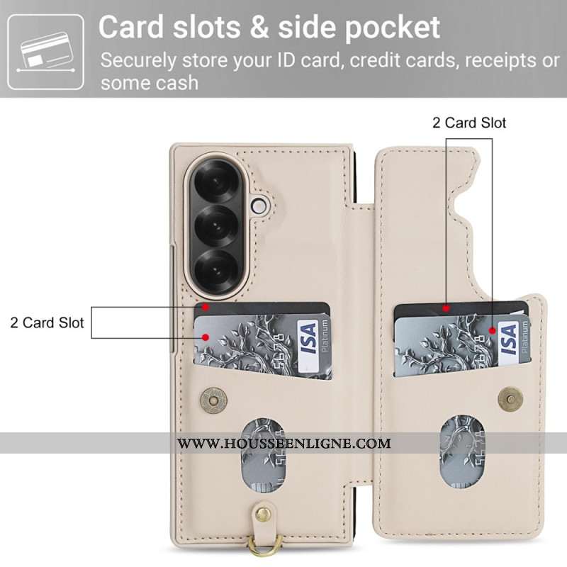 Coque Samsung Galaxy Z Fold 7 5G Florale 3D Porte-Cartes et Support