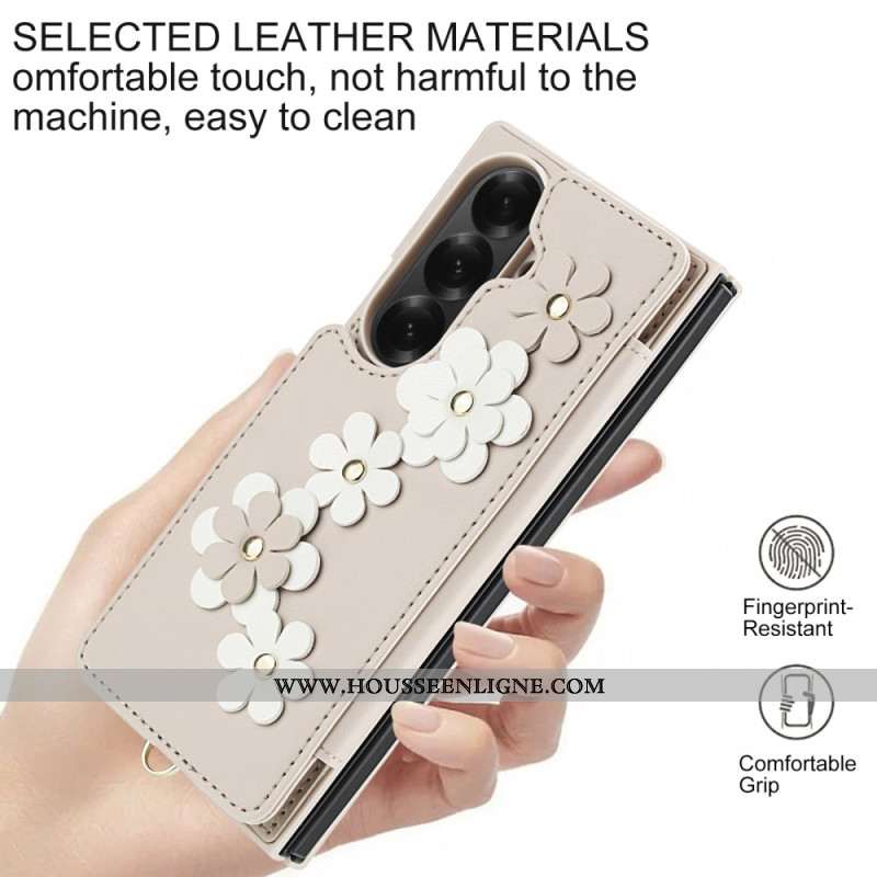 Coque Samsung Galaxy Z Fold 7 5G Florale 3D Porte-Cartes et Support