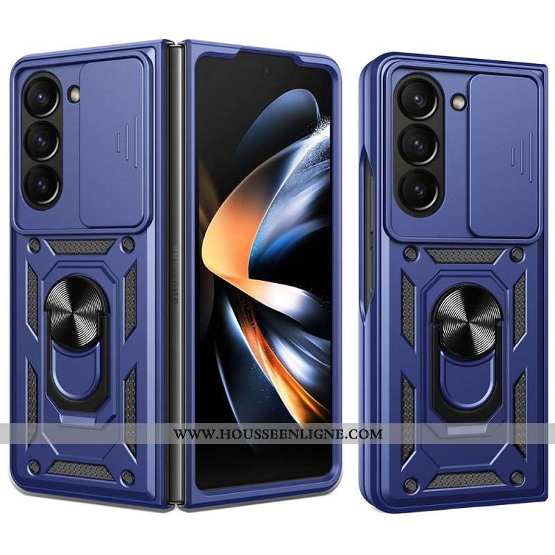 Coque Samsung Galaxy Z Fold 7 Anneau-Support et Couvercle Coulissant pour Caméra