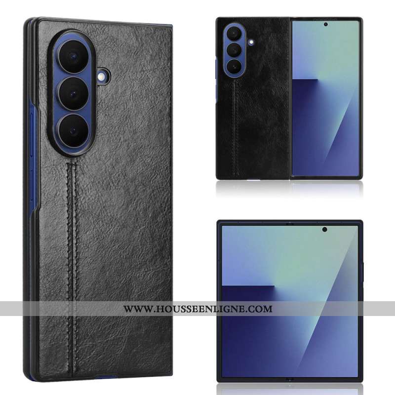 Coque Samsung Galaxy Z Fold 7 Effet Cuir Couture