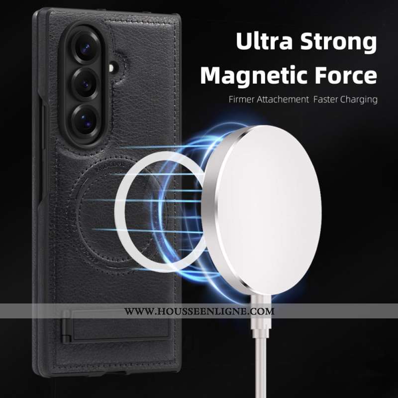 Coque Samsung Galaxy Z Fold 7 Effet Cuir MagSafe et Support