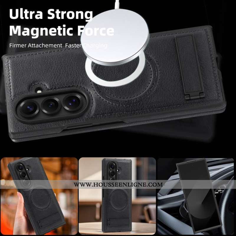 Coque Samsung Galaxy Z Fold 7 Effet Cuir MagSafe et Support