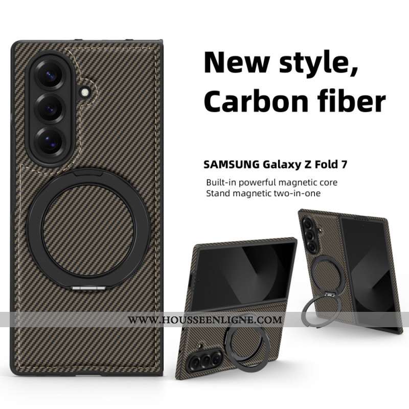 Coque Samsung Galaxy Z Fold 7 Magnétique Texturée Fibre Carbone