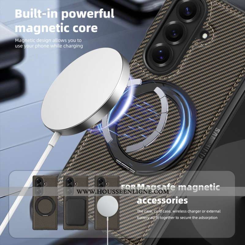 Coque Samsung Galaxy Z Fold 7 Magnétique Texturée Fibre Carbone