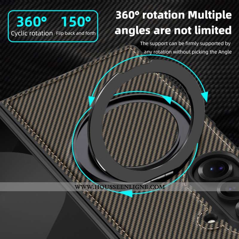 Coque Samsung Galaxy Z Fold 7 Magnétique Texturée Fibre Carbone