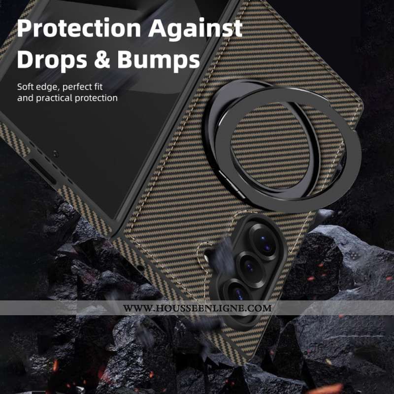 Coque Samsung Galaxy Z Fold 7 Magnétique Texturée Fibre Carbone