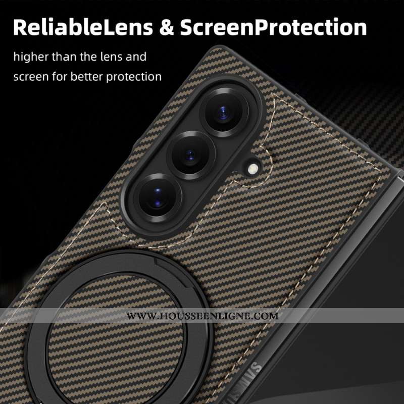 Coque Samsung Galaxy Z Fold 7 Magnétique Texturée Fibre Carbone