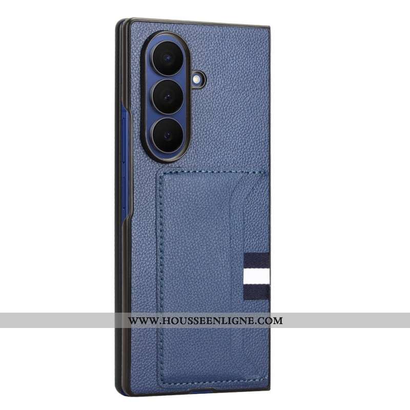 Coque Samsung Galaxy Z Fold 7 Texture Litchi avec Porte-Cartes