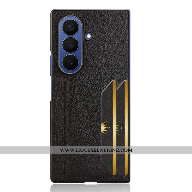 Coque Samsung Galaxy Z Fold 7 Texture Litchi avec Porte-Cartes