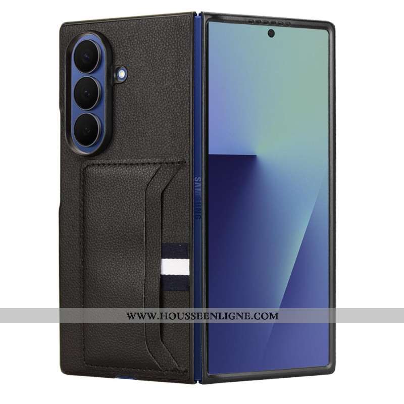Coque Samsung Galaxy Z Fold 7 Texture Litchi avec Porte-Cartes