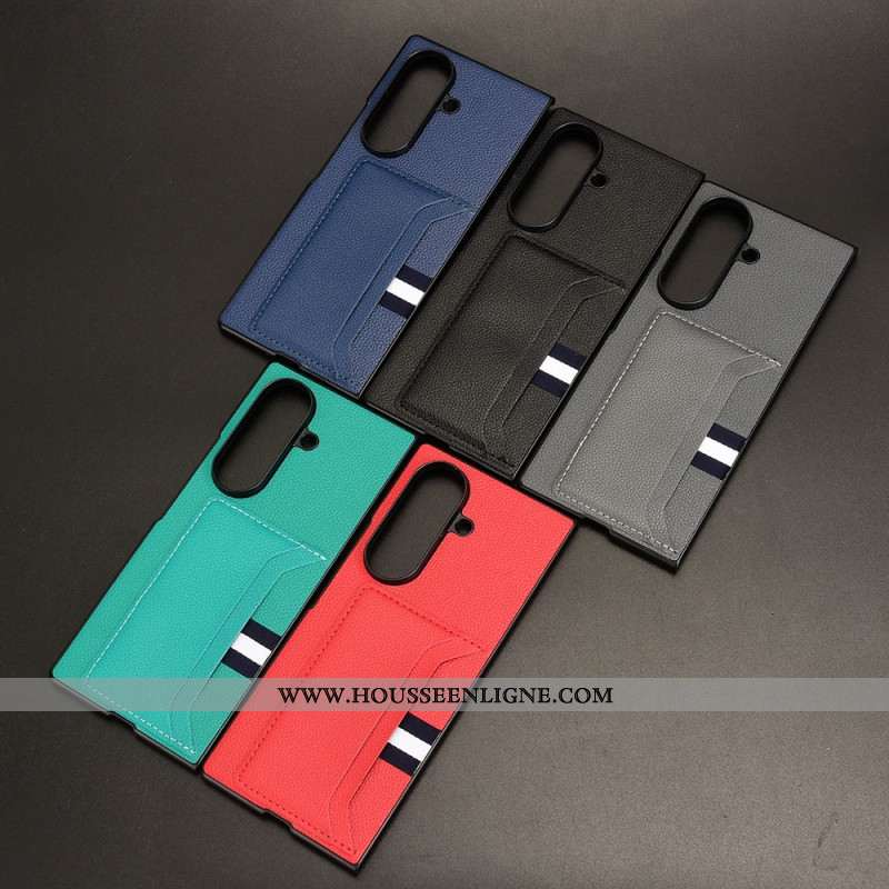 Coque Samsung Galaxy Z Fold 7 Texture Litchi avec Porte-Cartes