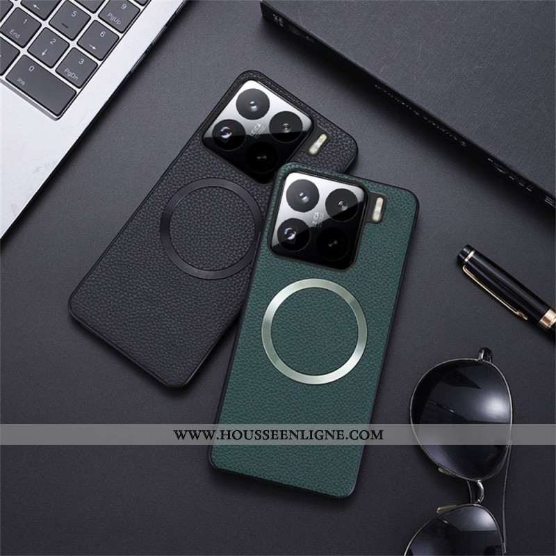 Coque Xiaomi 15 Compatible MagSafe Simili Cuir Texturé