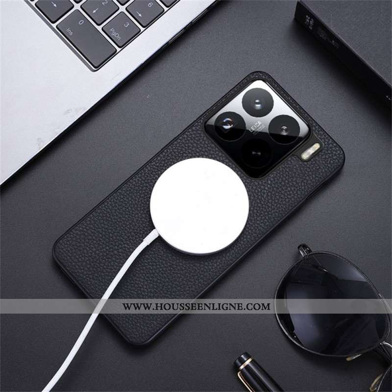 Coque Xiaomi 15 Compatible MagSafe Simili Cuir Texturé