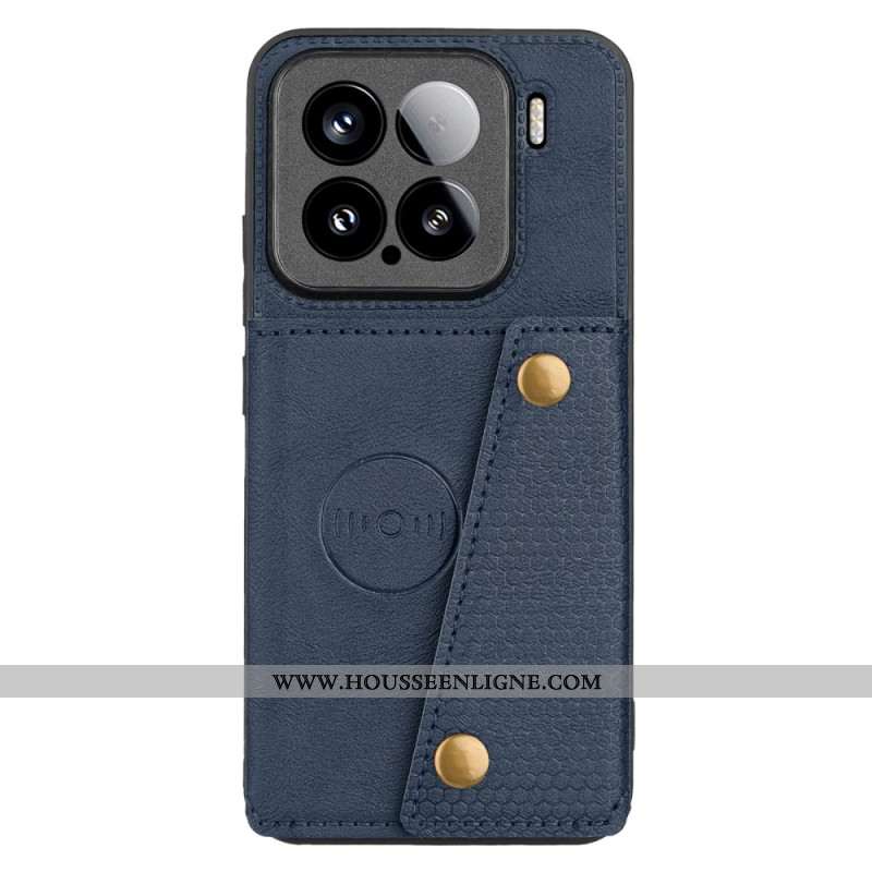 Coque Xiaomi 15 Effet Cuir avec Porte-cartes et Support