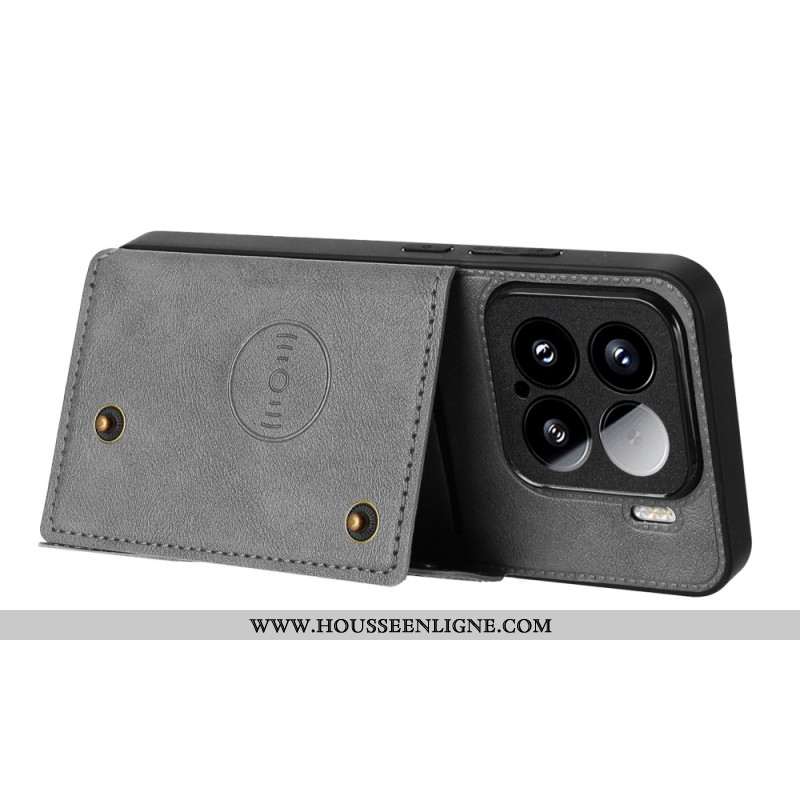 Coque Xiaomi 15 Effet Cuir avec Porte-cartes et Support