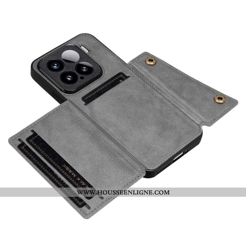 Coque Xiaomi 15 Effet Cuir avec Porte-cartes et Support