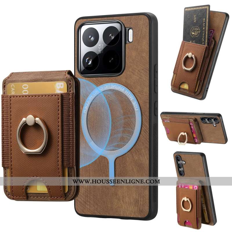 Coque Xiaomi 15 Effet Daim Porte-cartes Détachable et Support