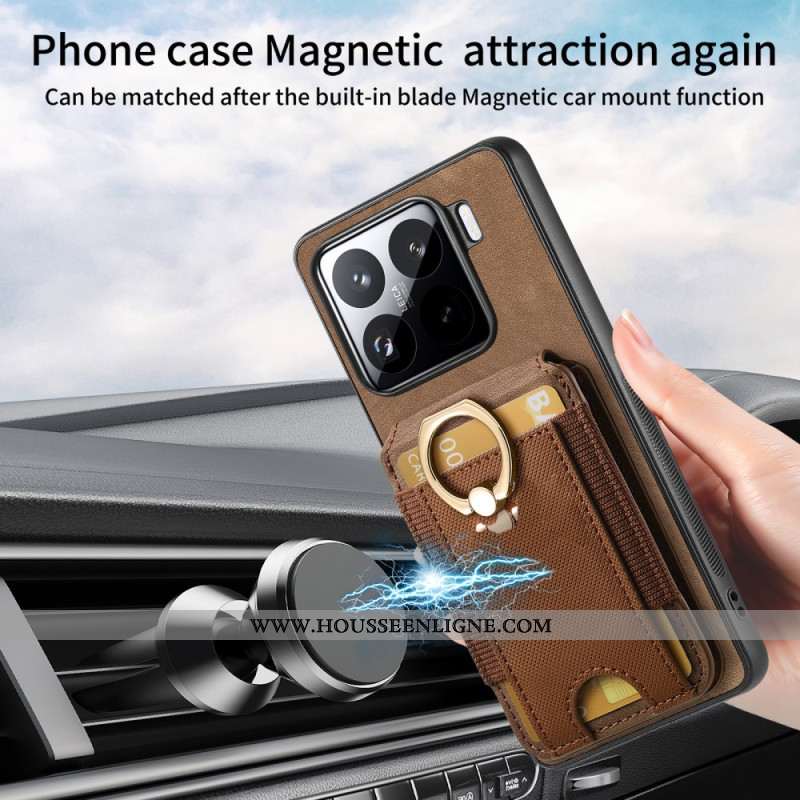 Coque Xiaomi 15 Effet Daim Porte-cartes Détachable et Support