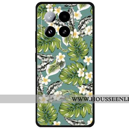 Coque Xiaomi 15 Pro Feuilles de Bananier et Fleurs Dorées