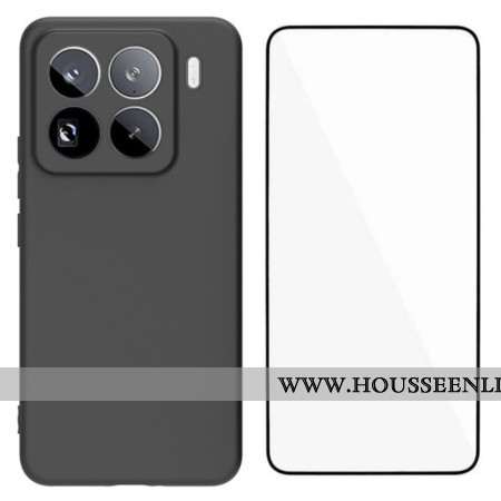 Coque Xiaomi 15 Pro Silicone Mat avec Protecteur Écran en verre Trempé