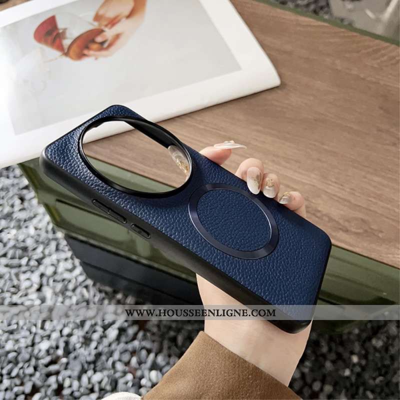 Coque Xiaomi 15 Ultra Compatible MagSafe Effet Cuir Litchi