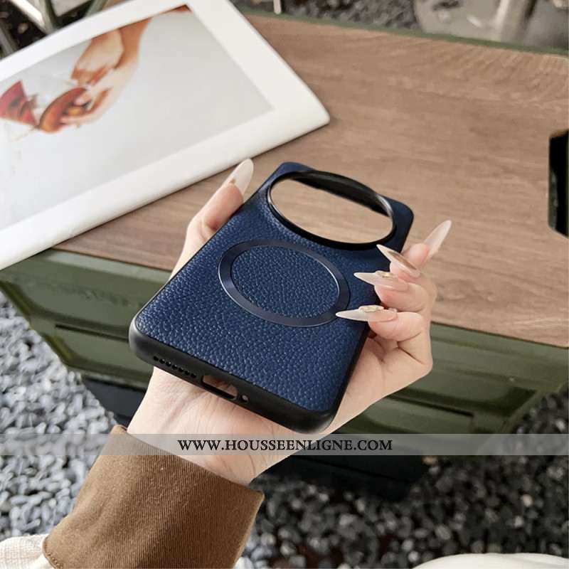 Coque Xiaomi 15 Ultra Compatible MagSafe Effet Cuir Litchi
