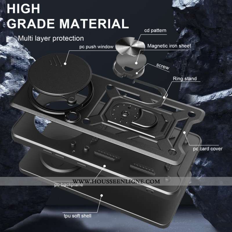 Coque Xiaomi 15 Ultra Couvercle Coulissant pour Caméra et Support