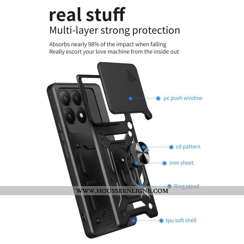 Coque Xiaomi 15T Couvercle Coulissant pour Caméra et Support