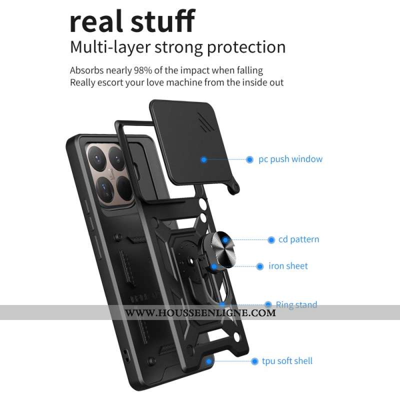 Coque Xiaomi 15T Pro Couvercle Coulissant pour Caméra et Support