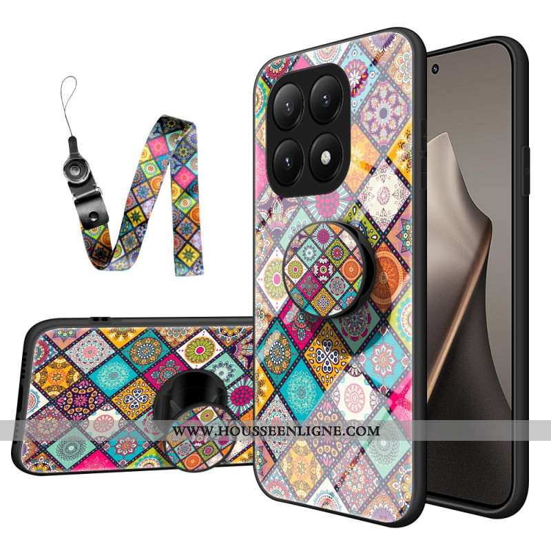 Coque Xiaomi 15T Support et Lanière Design Patchwork