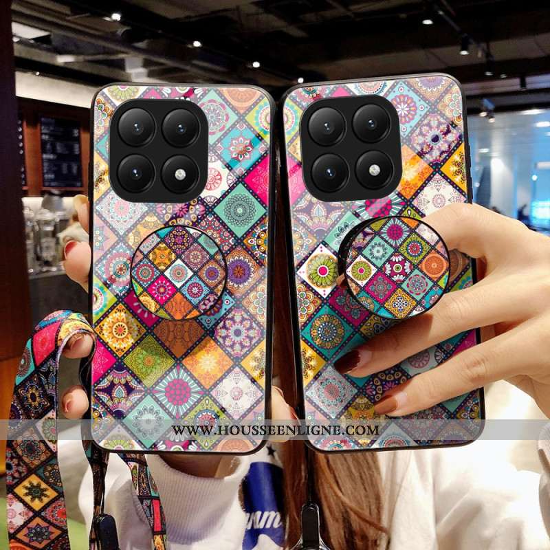 Coque Xiaomi 15T Support et Lanière Design Patchwork