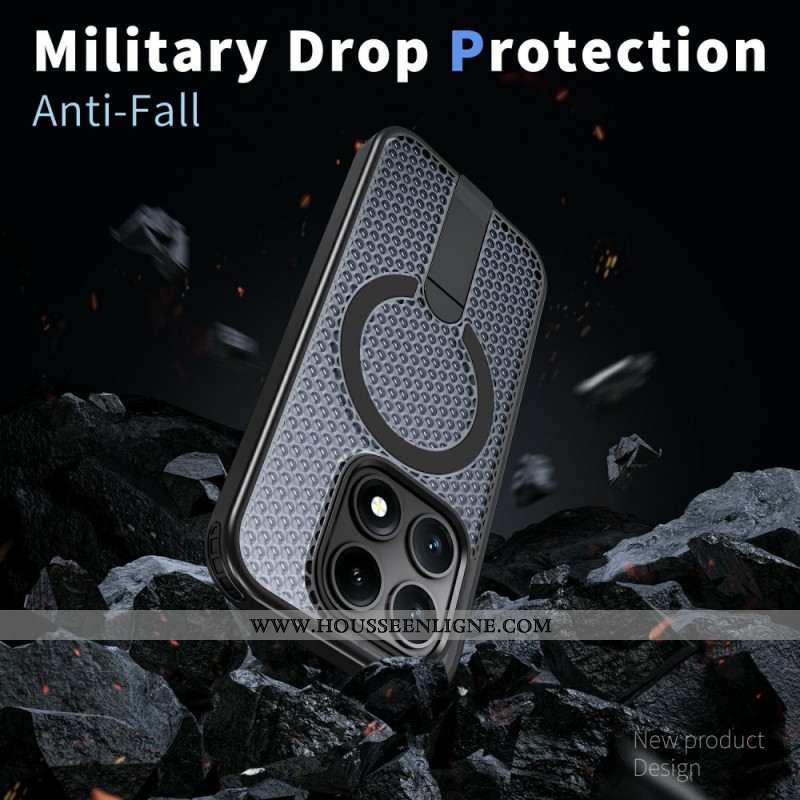 Coque Xiaomi 17 Magnétique Texture Quadrillée avec Béquille