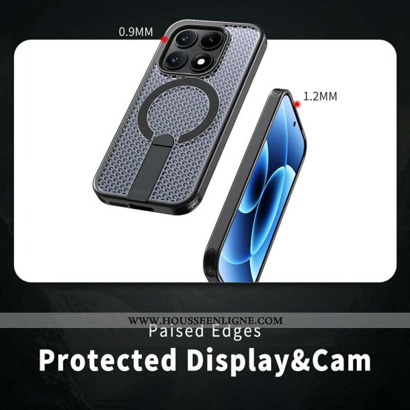 Coque Xiaomi 17 Magnétique Texture Quadrillée avec Béquille