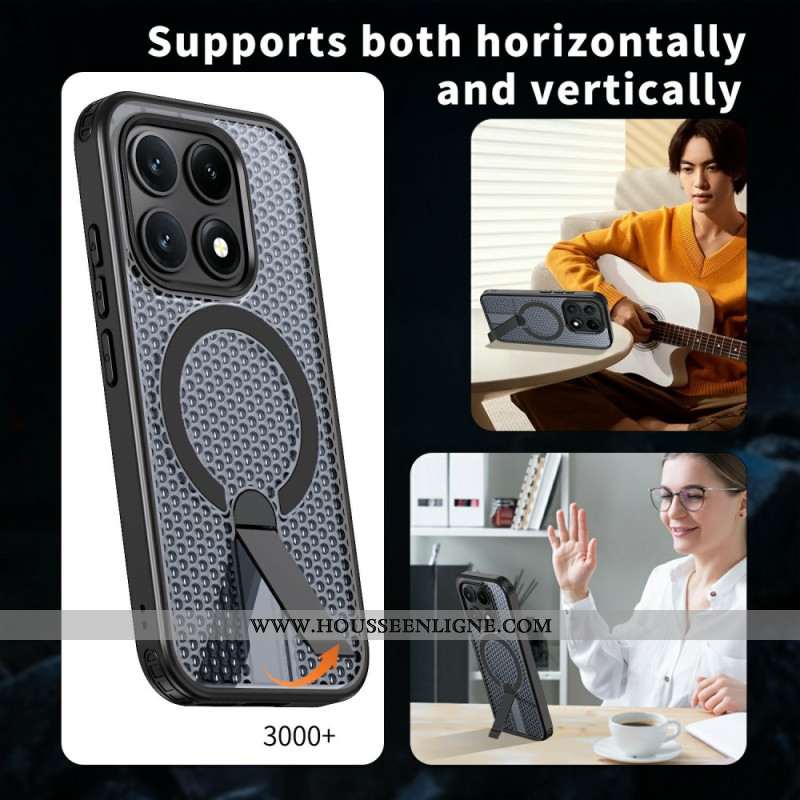 Coque Xiaomi 17 Magnétique Texture Quadrillée avec Béquille