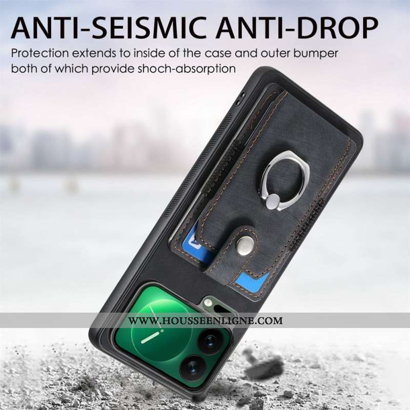 Coque Xiaomi 17 Pro Effet Cuir Support et Porte-Cartes