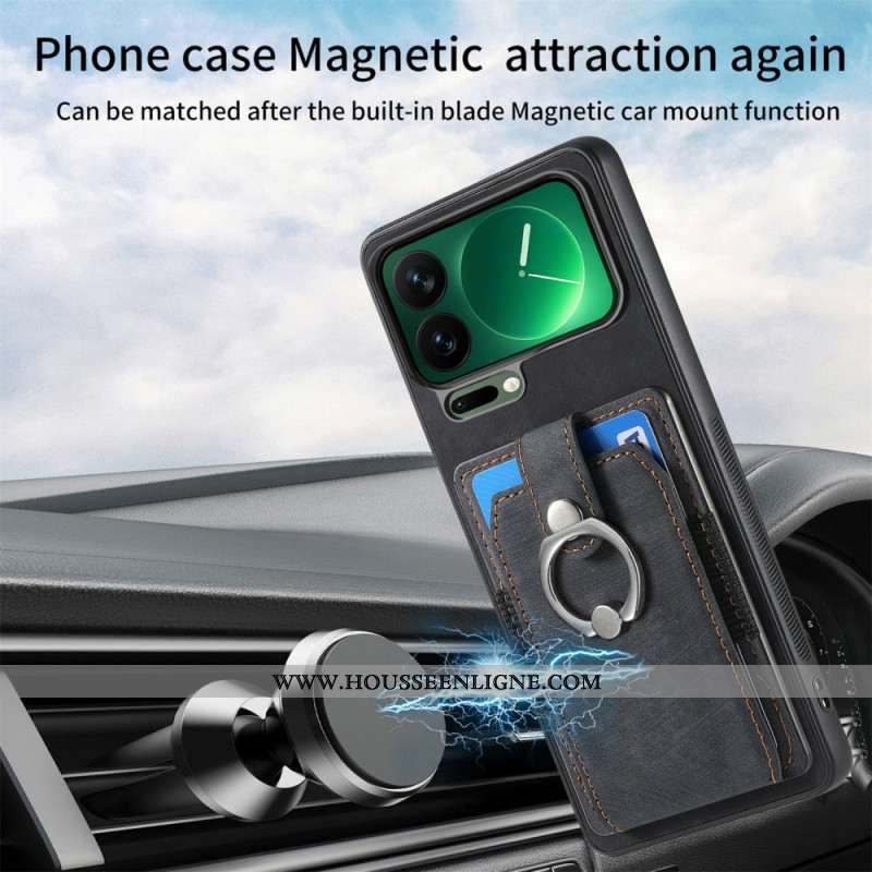 Coque Xiaomi 17 Pro Effet Cuir Support et Porte-Cartes