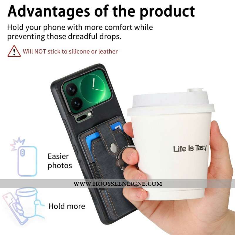 Coque Xiaomi 17 Pro Effet Cuir Support et Porte-Cartes